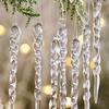 12 Pcs Acrylic Icicles Christmas Ornaments Clear Crystal Icicle Christmas Tree Hanging Decorations for Xmas New Year Holiday Wedding Party Decor