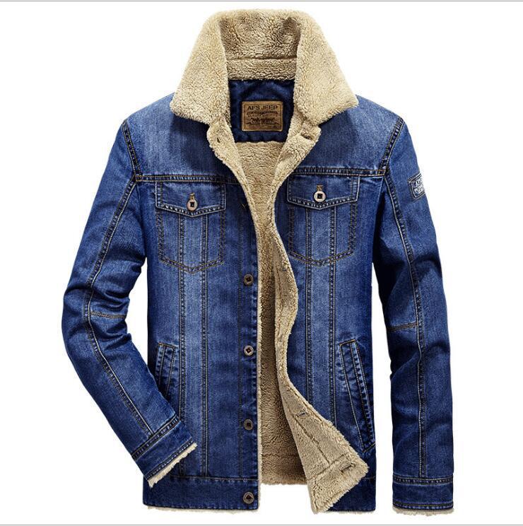 Winter Thick Fleece Lined Denim Jackets Fashion Mens Warm Outerwear