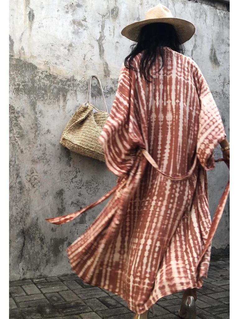 Европейский и американский хлопковый принт свободный пляжный кардиган накидка