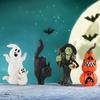 Halloween Ornaments Resin Black Cat Pumpkin Witch Ghost Miniature Figurines Indoor Outdoor Decorations for Home