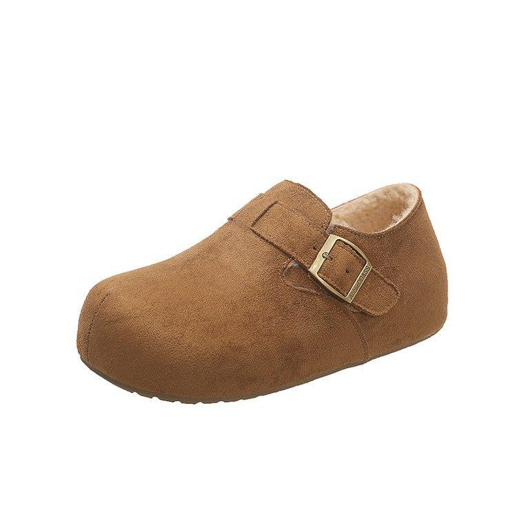 Ретро все включено Birkenstocks, зимние новые утепленные и на платформе теплые снежные хлопковые ботинки, пушистые одиночные туфли Birkenstocks