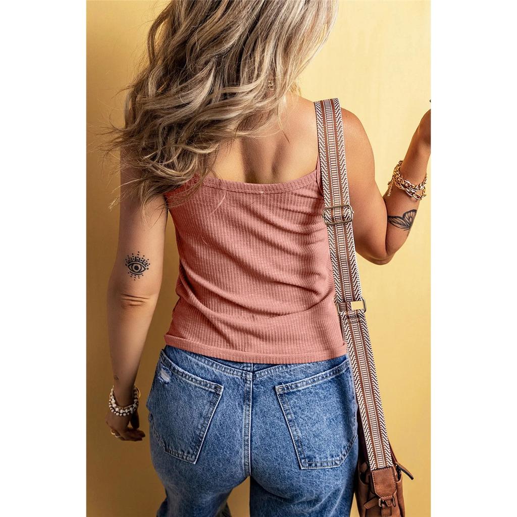 Women's Plus Size Vest Solid Color Button U-shaped Suspender Vest