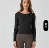 Long Sleeve Yoga Shirt Women Solid Color Slim Fit Gym Top Breathable Ribbed Gym Running Top Female Sportswear Workout Clothes