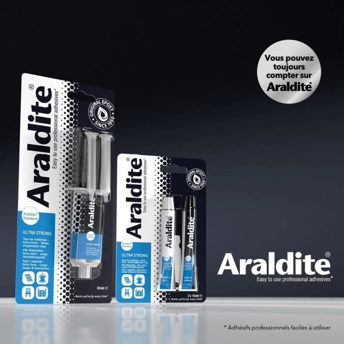 Colle époxy bi-composant - ARALDITE - Standard - 24 ml - Prise longue - Haute résistance