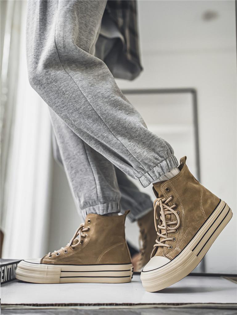 Классические ретро-холщовые кроссовки мужские парусиновые туфли модные коричневые высокие кроссовки мужские на платформе вулканизированные туфли женские эспадрильи