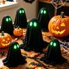 Glow in Dark Hooded Ghost Figurine Halloween Tabletop Decor Party Pub Bar Scene Decoration Black Skeleton Ornament