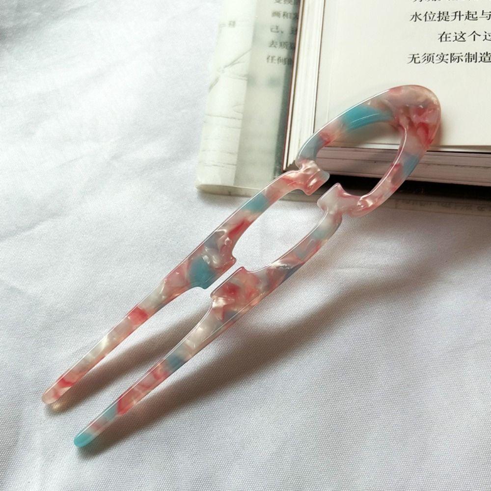 Acetate Hair Sticks U-Shaped Bun Hairpin Sweet Meatball Head Hairclip  For Woman Girl