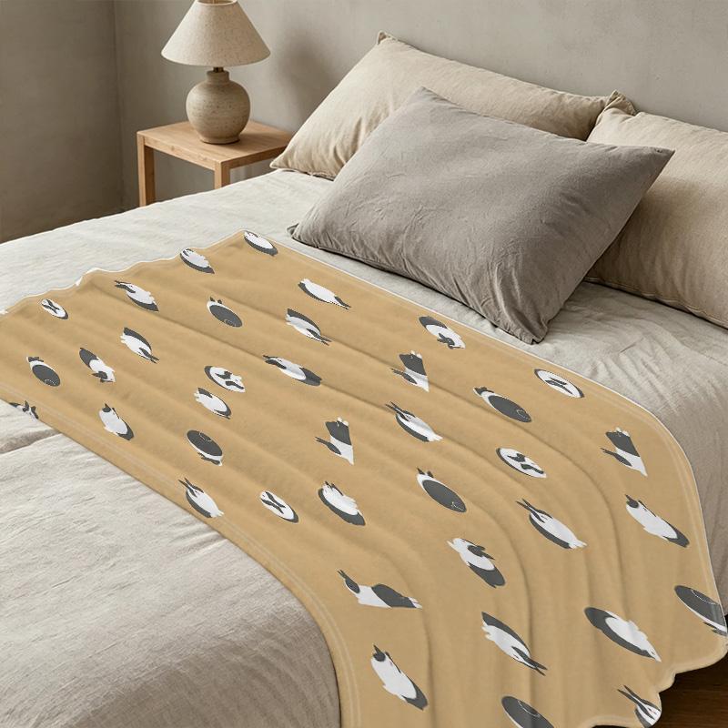 Cute Rabbit Design Flannel Fleece Blanket - Soft, Warm & Cozy, Ideal for Home & Dorm Use - Perfect for Christmas, Halloween