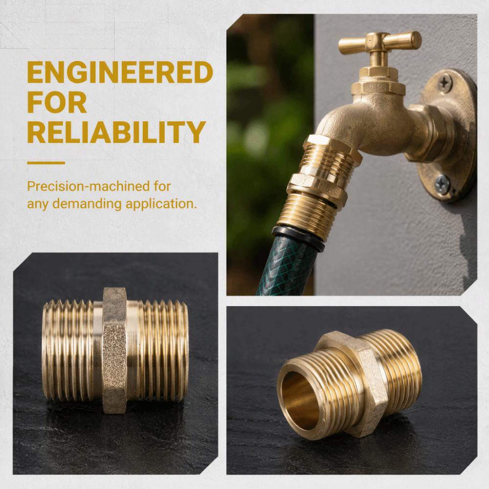 2pcs Male Threaded Ends Brass Pipe Fitting Hex Shape Garden Hose Adapter Outdoor Faucet