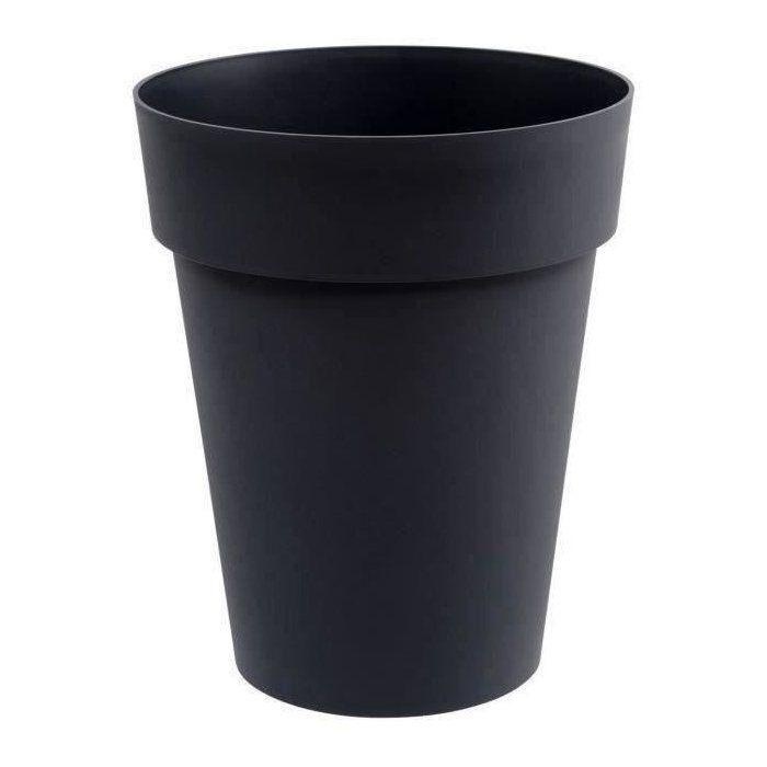 Pot de fleurs - TOSCANE - Plastique - Gris Anthracite - Rond mi-haut - Ø44x53cm - 50L - EDA
