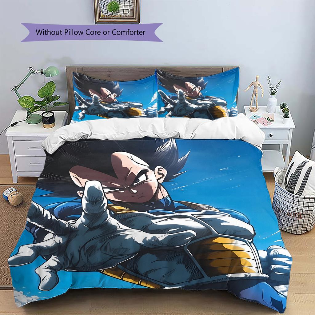 Постельное белье с рисунком Веджеты из Dragon Ball, Домашний декор, Подарок на день рождения (1 пододеяльник + 2 наволочки, без наполнителя)