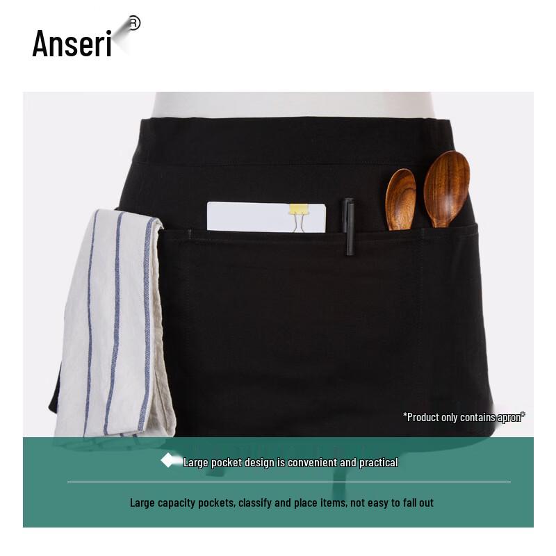 Ansaierui Half-Length Waiter Apron with Pen Pocket