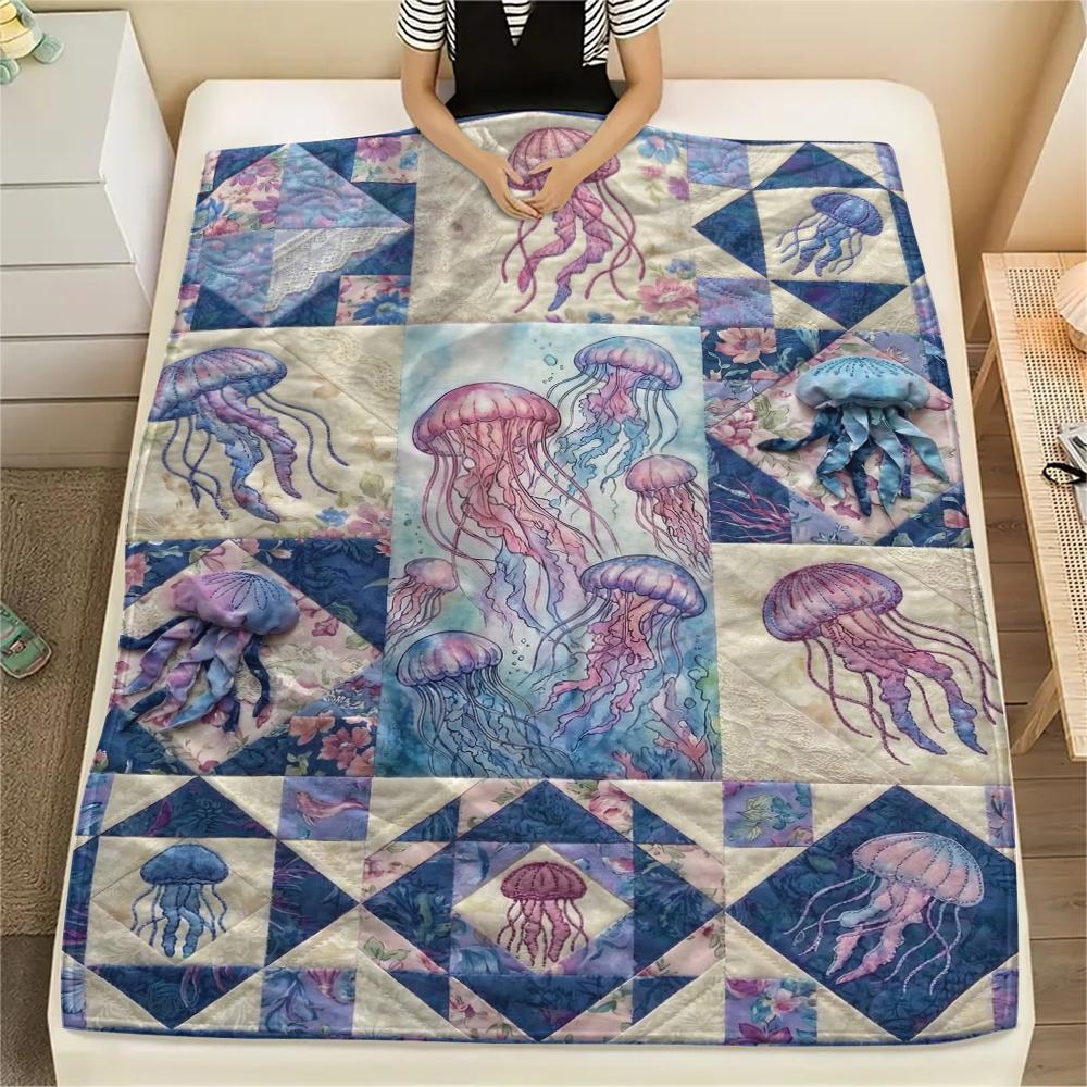 Ocean Retro Print Flannel Blanket, High quality Comfortable for All Seasons, Home Decor, Warmth and Comfort, Perfect for Christmas Gifts80