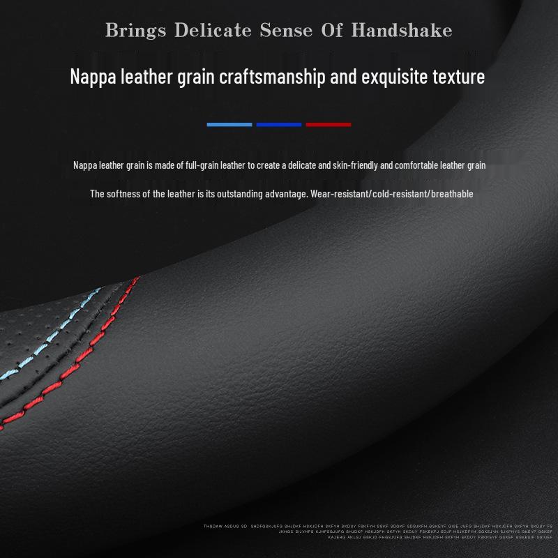 Genuine Leather Steering Wheel Cover for Hyundai: Elantra, Sonata, Santa Fe, ix35, Tucson, Feista, Mingtu - Ultra-thin Design.