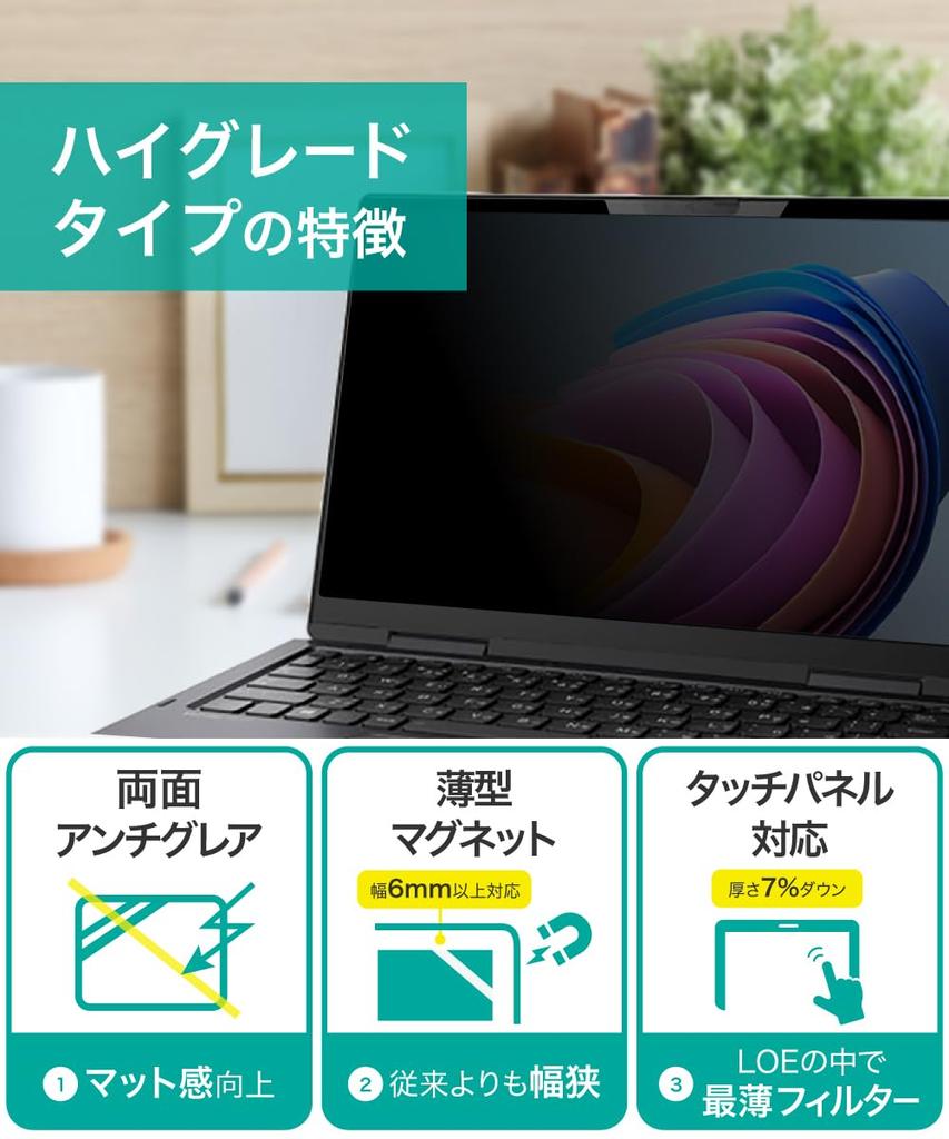 LOE Privacy Screen Protector for 14-inch Widescreen (16:10 Screen), Thin Magnetic Privacy Filter (14-inch 16:10)