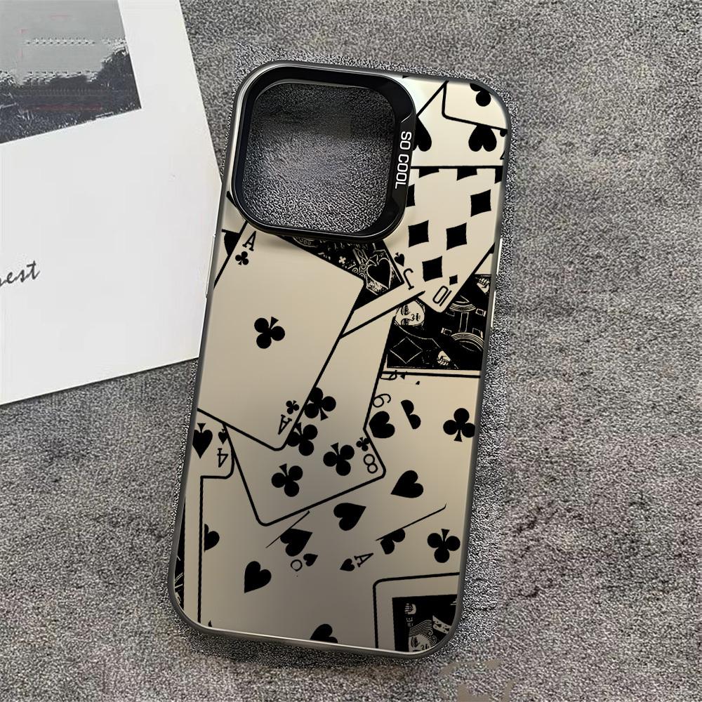 Черно-белый узор-коллаж с элементами покера чехол для телефона Для iPhone 11 12 13 14 15 16 17 XS XR X 12 13 Plus Pro Max SE серии