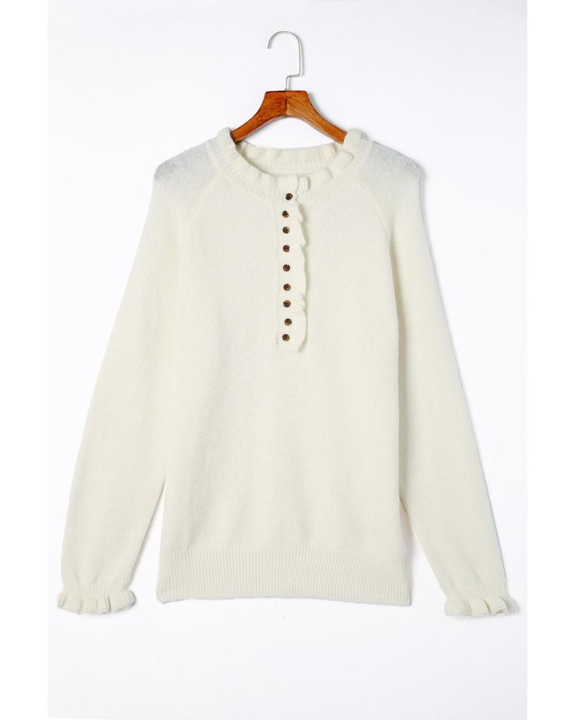 Azura Exchange Вязаный свитер-пуловер с оборкой