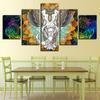 HD Print Art Animal Canvas Pictures 5 Pieces India Elephant And Abstract Color Flower Paintings Modular Frame Bedroom Wall Decor