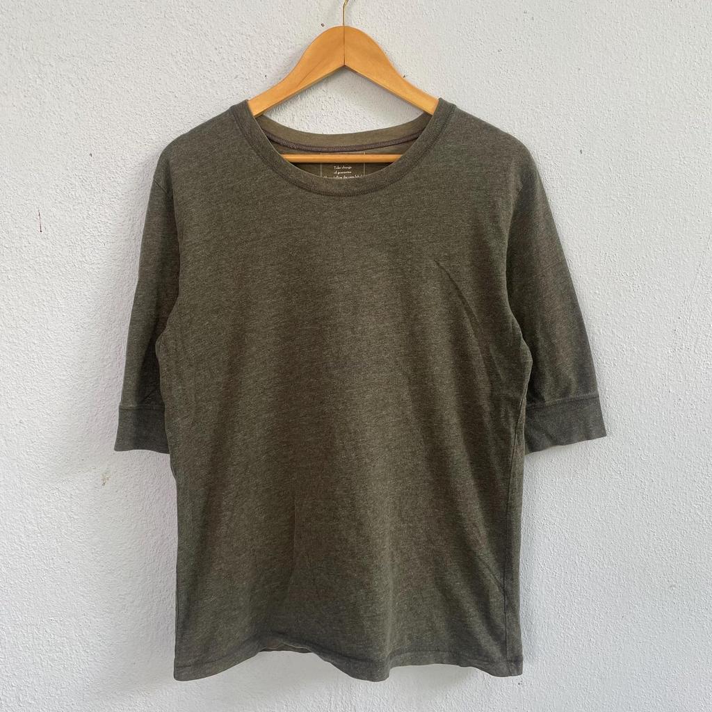 Boycott Basic Clothing Olive Green T-Shirt - Vintage Heathered Crewneck - Casual Short Sleeve Tee - Minimalist Apparel Size Large