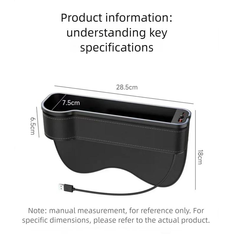 Seat Gap Storage Box For Toyota bZ4X EA10 2022 2023 2024 2025 LED Light 2 USB Organizers With Cup Holder Car Accessories