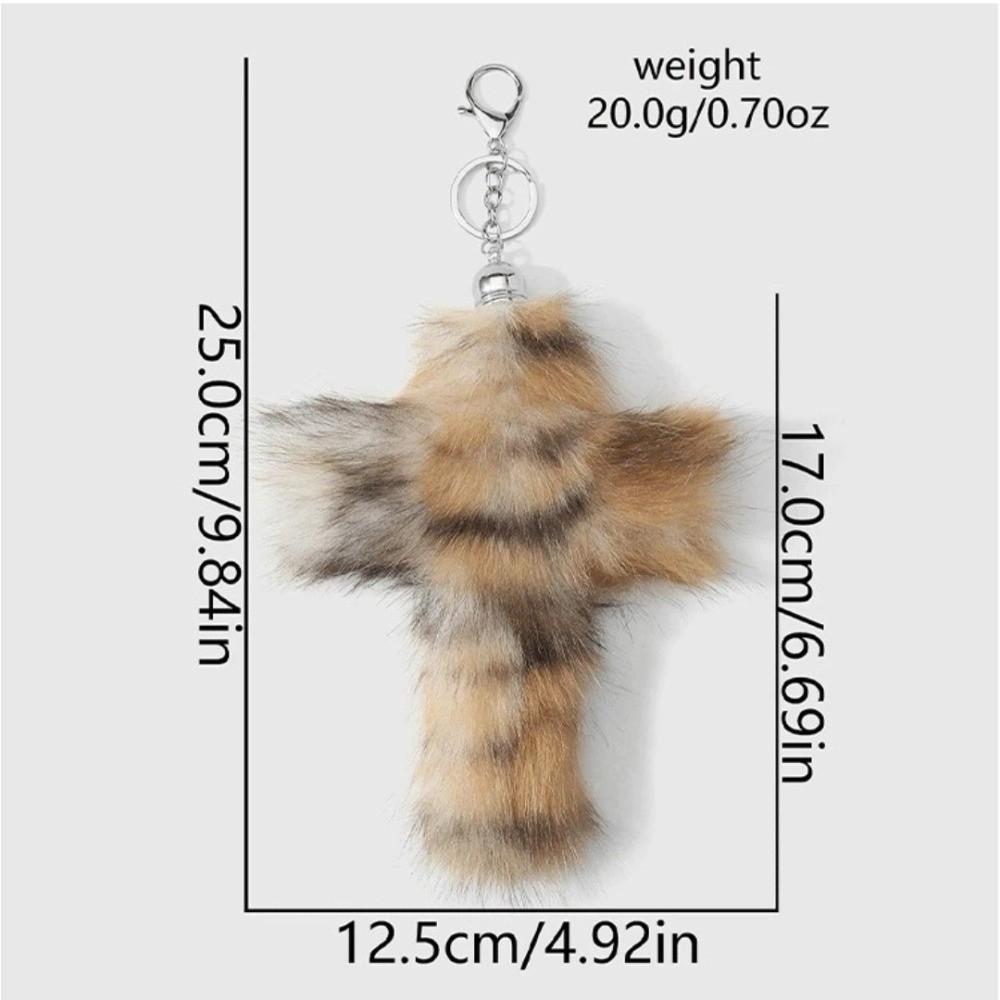 Plush Keychain Accessories Zebra Print Bag Pendant Aesthetic Cross Keychain Goth Jewelry