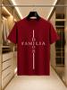 2026 New Arrival 100 Cotton Tshirt Cross Split Dios Familia Spanish Letter Print Religious Style Crew Neck Casual Short Sleeve