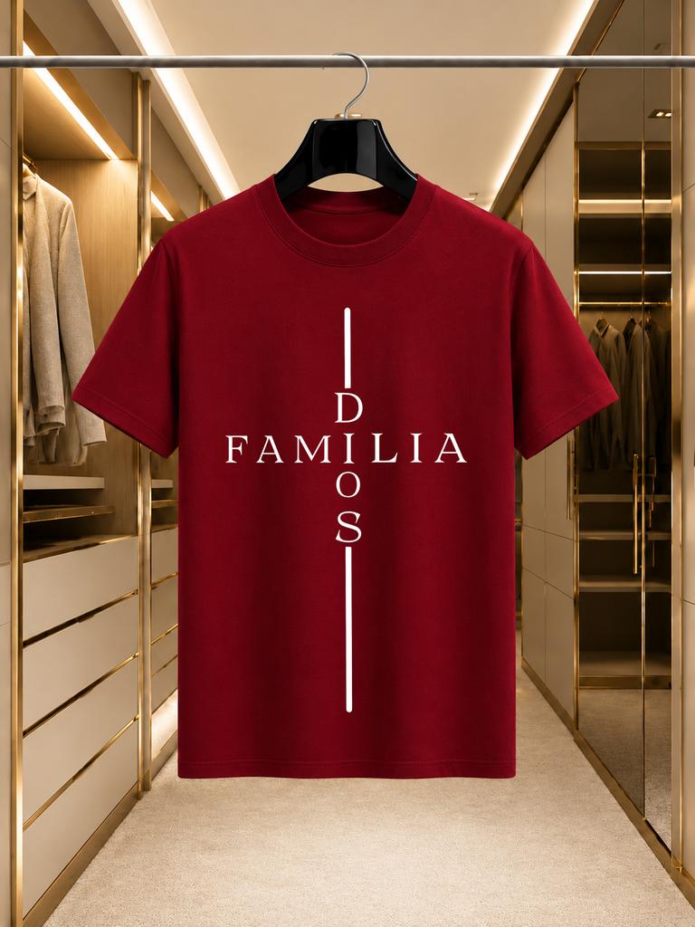 2026 New Arrival 100 Cotton Tshirt Cross Split Dios Familia Spanish Letter Print Religious Style Crew Neck Casual Short Sleeve