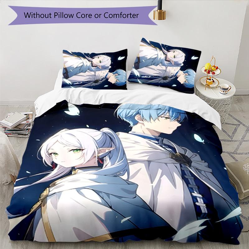 3pcs Frieren Design Cover Set - HD Printed Bedding with 1 Cover and 2 Pillowcases - Perfect for Home and Dorm Decor