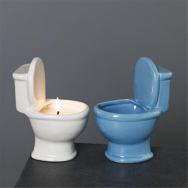 Забавный подсвечник в форме унитаза, креативные керамические подсвечники для чайных свечей, домашний декор, подарок на день рождения