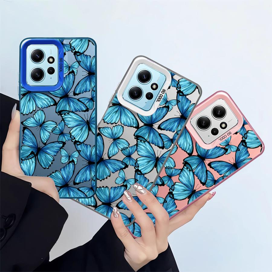 Чехол для Xiaomi Redmi Note 10Lite 10s 14 13 Pro Plus 12s 9s 11s 13 12 11 Pro Мягкий корпус Красивая синяя бабочка