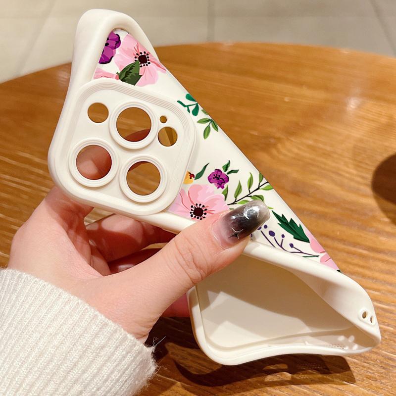 Luxury Floral Print TPU Matte Case For iPhone 16 Pro Max 15 Pro 14 13 12 11 XS XR 8 7 Soft Silicone Shockproof Phone Cover