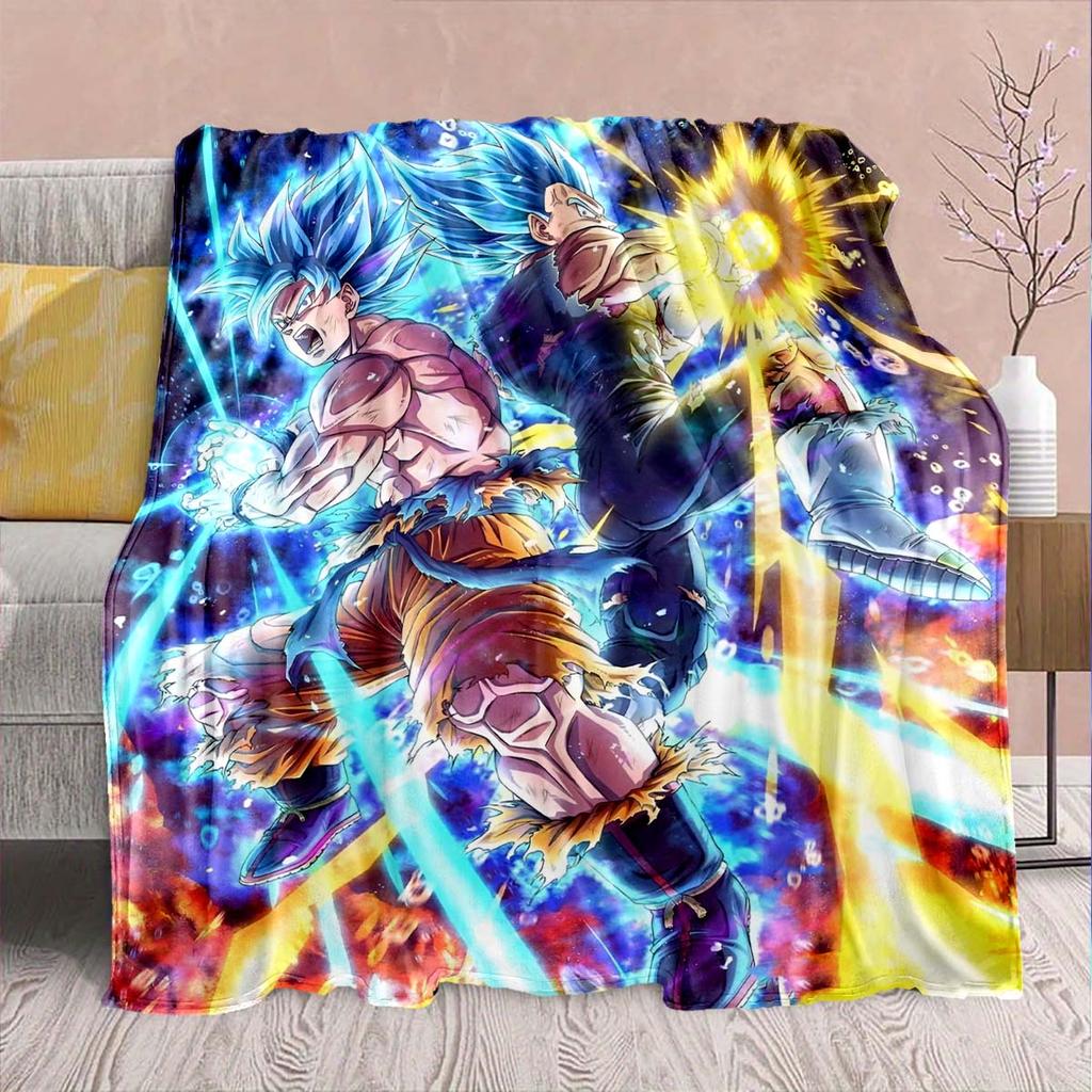 Фланелевое одеяло из аниме Dragon Ball - Мягкое, теплое, идеально подходит для дивана, постельного белья, кемпинга, путешествий, офиса, домашнего декора -QJY