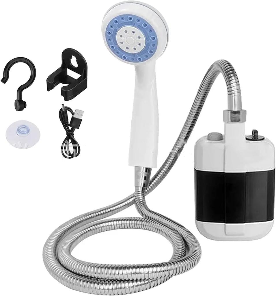 Portable Camping Shower Outdoor with Shower Pump USB Rechargeable Electric Shower Pump for Camping Car Washing Gardening Pet