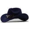 Top Hat Ethnic Style Cow Label Western Cowboy Top Hat Rolled Edge Retro Riding Hat Wool Felt Hat