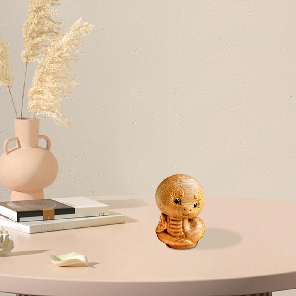 Мини резьба по дереву Китайский Новый год Змея Украшения Офисный Рабочий Стол Животное Декор Змея Машина V4T7