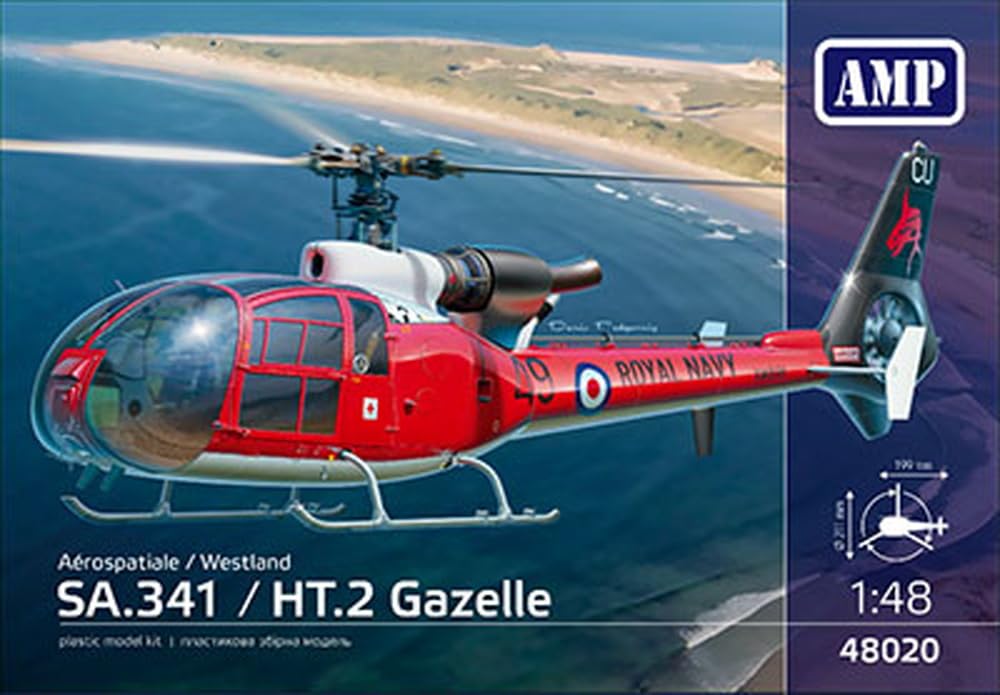 AMP Scale French Aerospatiale Gazelle Helicopter Plastic Model Kit 1/48 SA.341 (AVP48020)
