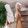 Женские сандалии Летние белые сандалии на плоской подошве Роскошные повседневные свадебные туфли Пляжные сандалии на ремешках Римские тапочки