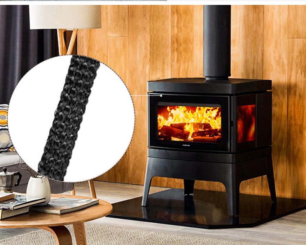 10/15 мм Уплотнительная веревка для камина Дверца дровяной печи Самоклеящийся уплотнительный шнур из стекловолокна Замена 2 м Черная уплотнительная лента