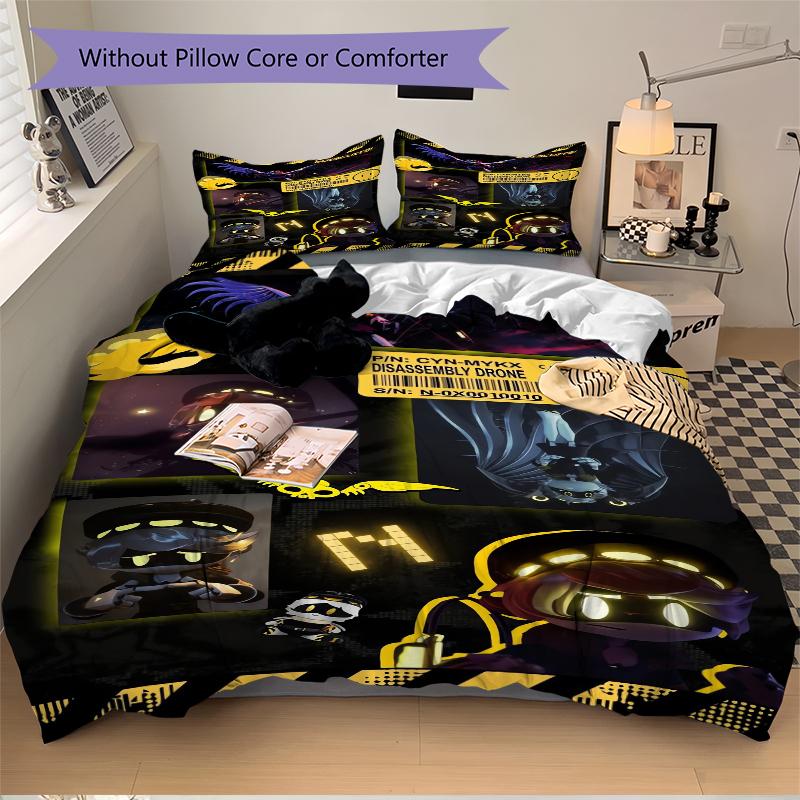 3Pcs Biscuits Robot Adventures Bedding Set Quilt Cover Pillowcase Home Christmas Xmas Halloween Gift 1 Duvet Cover 2 Pillowcase M928288