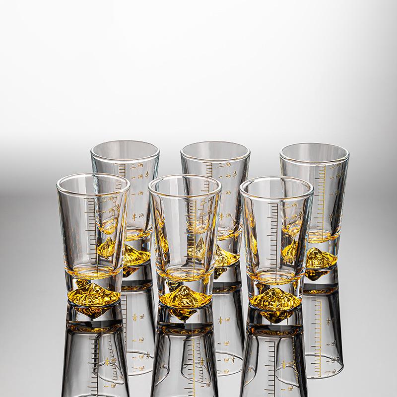 Transparent Glass Liquor Cup Set Wine Glasses With Graduated Line and Tumbler Holder Vodka Whisky Cup Beer Mug SGlass