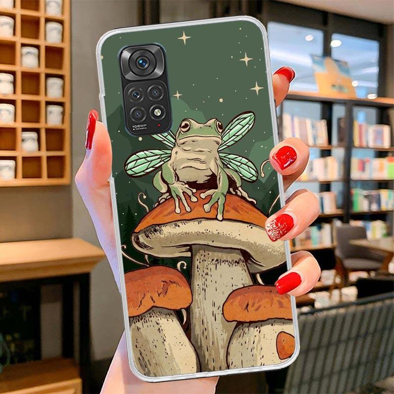 Коттеджкор Лягушка Гриб Кавайный Чехол для Телефона Для Xiaomi Redmi Note 15 14 13 12 11 10 Pro Plus 14S 12S 11S 11T 11E 10S Мягкий