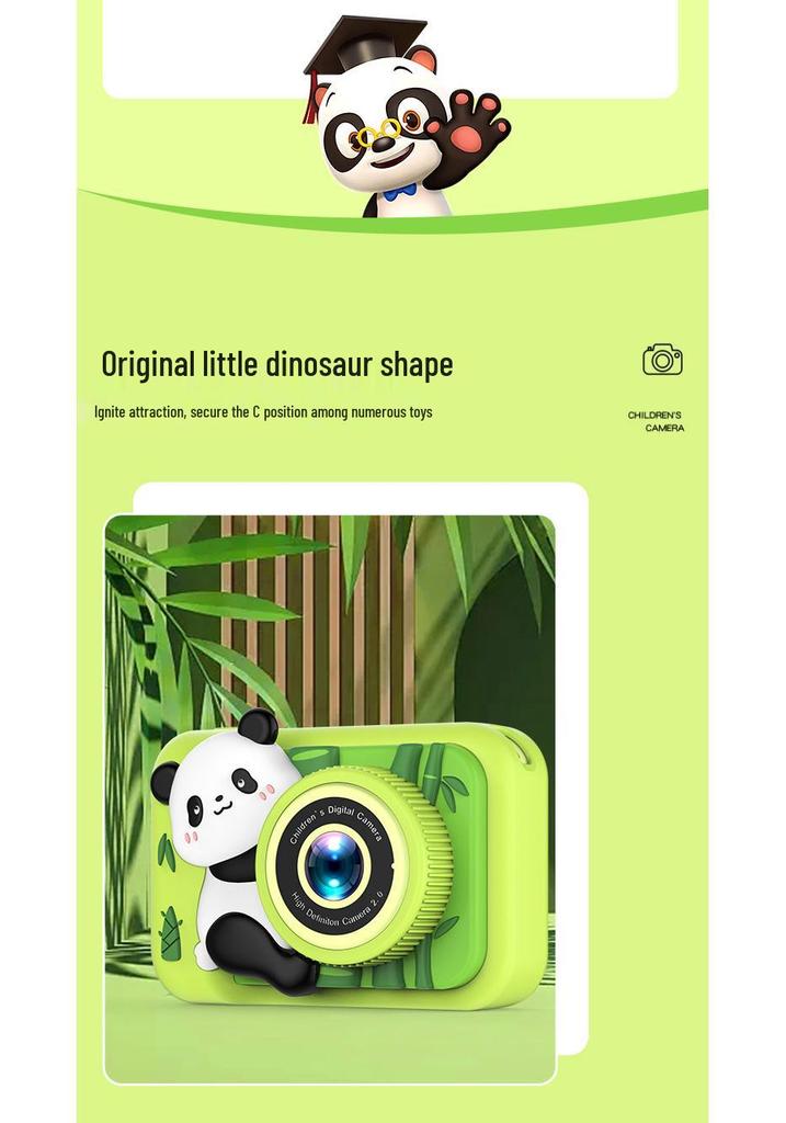 Детская HD-камера Panda с двумя объективами - Мини-цифровая камера для фото и видео