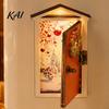 Metal Surface Decoration Elf Door Fridge Magnet with LED Light, Wooden Christmas Decorative Refrigerator Magnet, Openable Mini Magnetic for