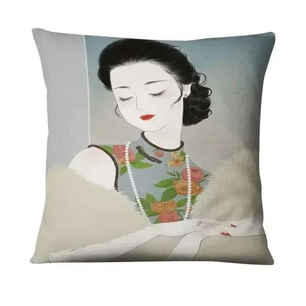 Neoclassical Girl Art Print Decorative Throw Pillow Cover Home Decor Bedroom Room Living Room Sofa Cushion Cover