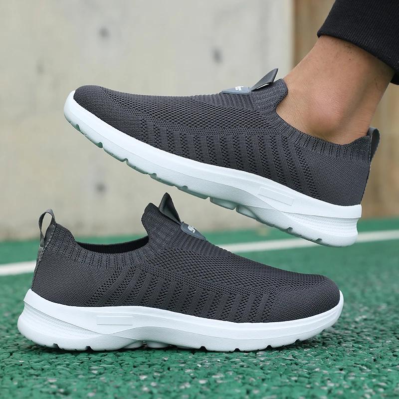 Casual Sports Shoes Men's Vulcanized Shoes Mesh Flat Bottomed Men Breathable Slip In Running Shoes Designer Regalos Para Hombre