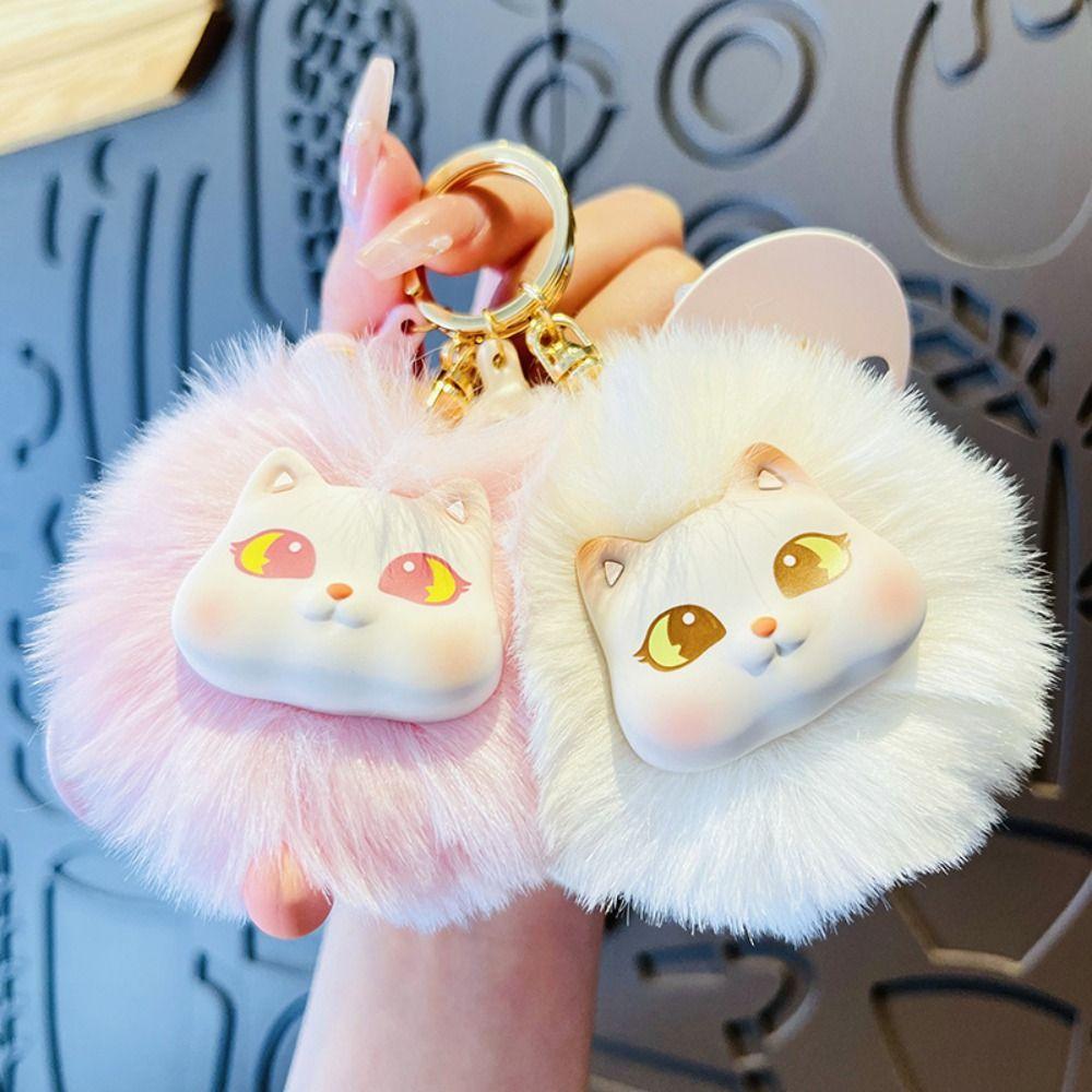 PVC Cat Plush Keychain Backpack Charms Kitten Car Keyring Cute Cat Plush Pendant Decoration