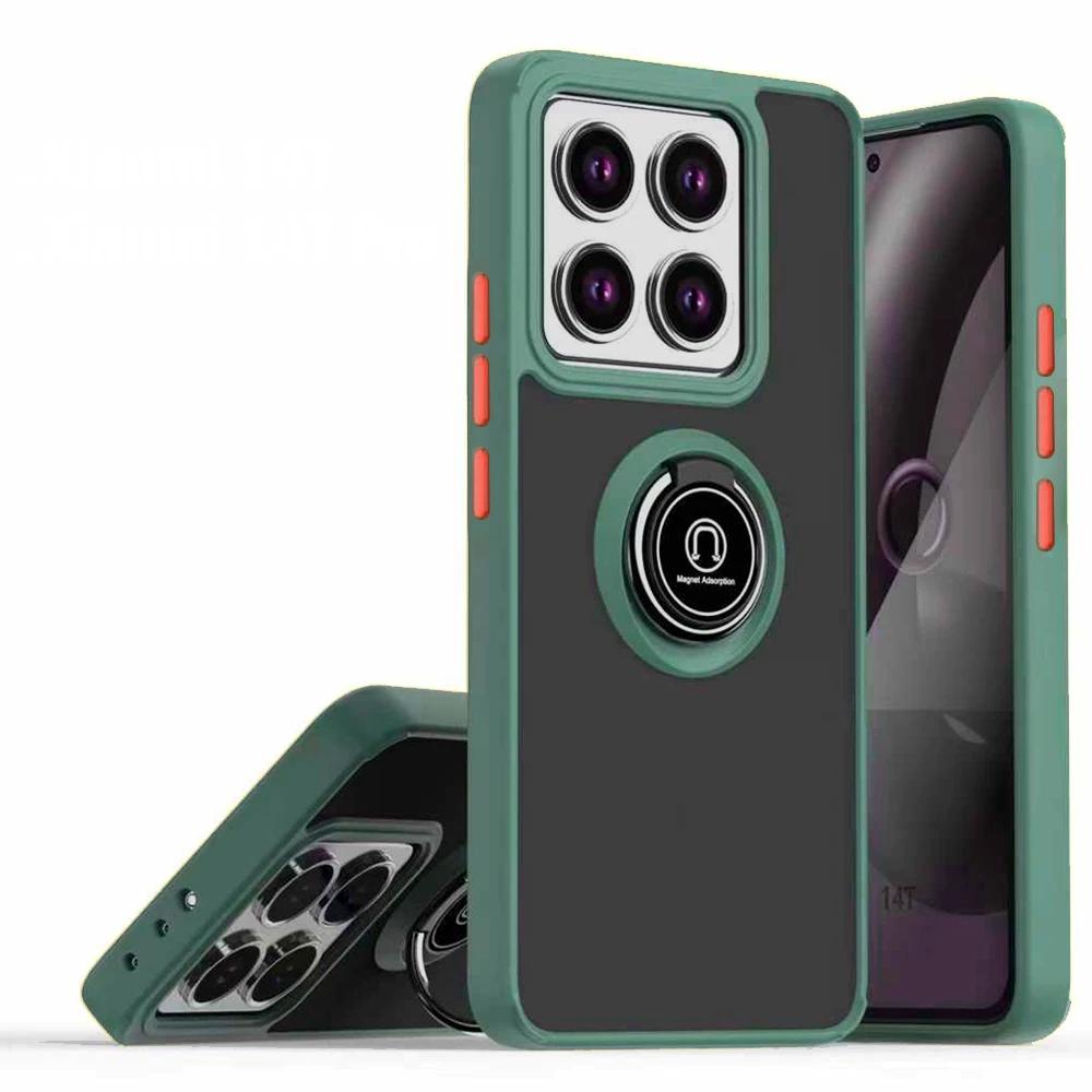 Держатель брони Funda для Xiaomi 14T Pro Чехол Полупрозрачный Матовый Чехол-подставка с кольцом Защитная задняя крышка для Xiaomi 14T Противоударная Capa