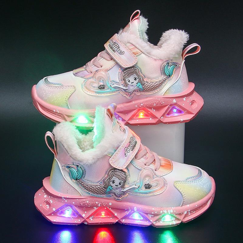 Light-up children's sneakers2026Spring and Autumn new styles of girls' shoes: small, medium, and large sizes, breathable mesh, lightweight, and