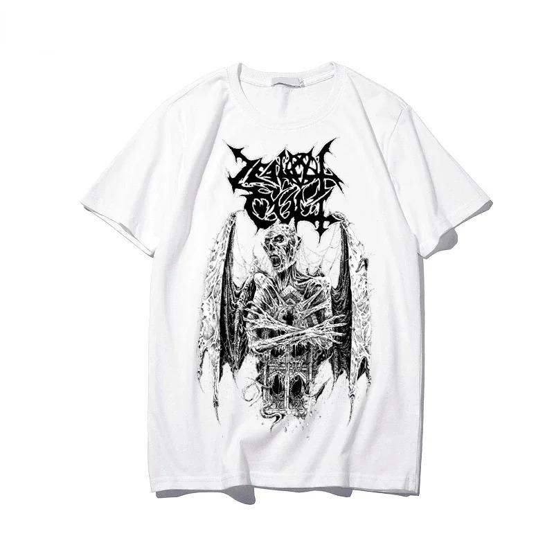 Summer Unisex T-shirts Goth Short Sleeve T Shirt FeUnisex Aesthetic Loose Punk Grunge Streetwear Gothic Harajuku Y2k Clothes Tops Unisex