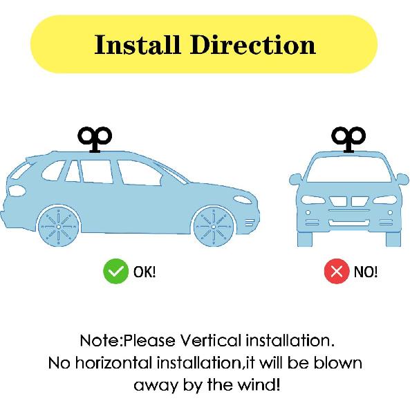 3D Car Wind Up Key, Cute Clockwork Wind Up Key For Back Of Car Roof Decoration (Black)